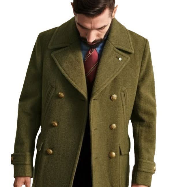 Men's Wool Blend Double-Breasted Pea Coat | Gordon_5
