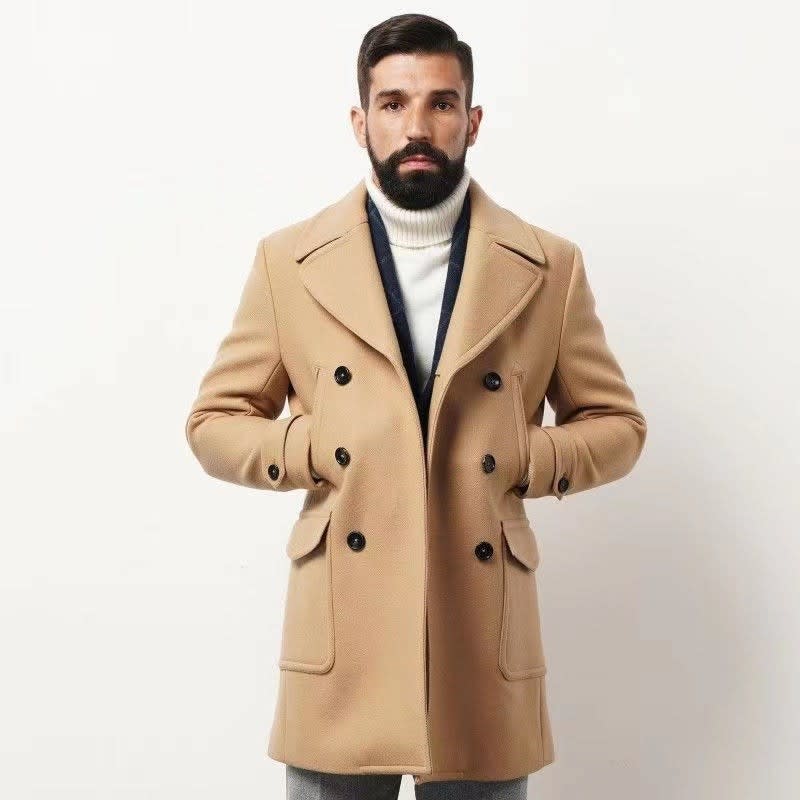 Men's Wool Blend Double-Breasted Pea Coat | Gordon_7