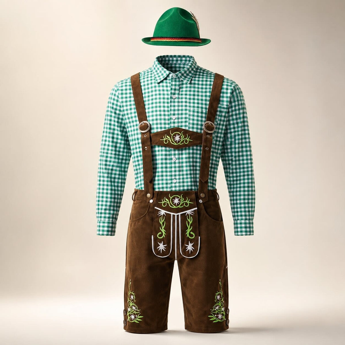 Men's Oktoberfest Lederhosen Set with Shirt and Hat | Alan_7