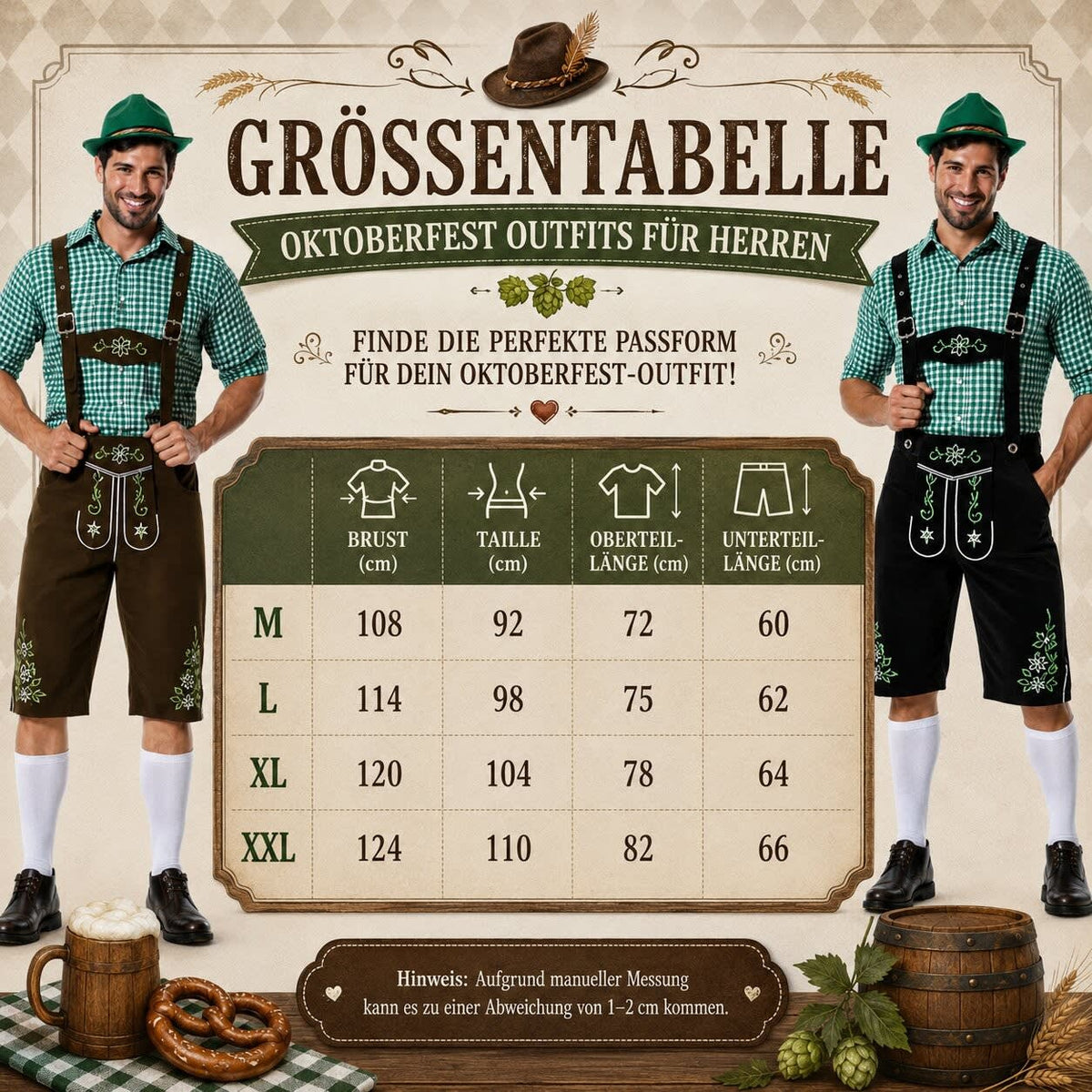 Men's Oktoberfest Lederhosen Set with Shirt and Hat | Alan_9