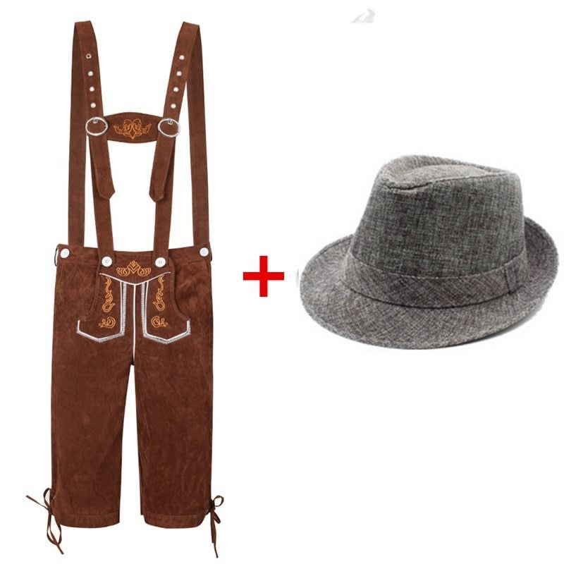 Men's Knee Length Lederhosen and Hat Set | Oswald_11