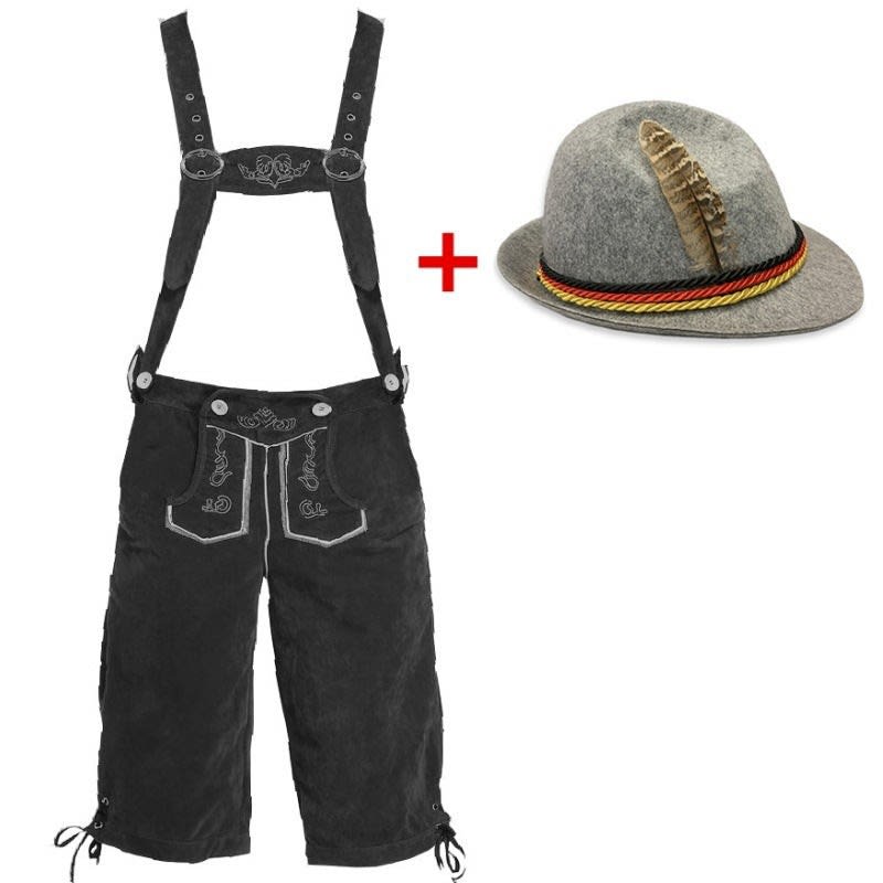 Men's Knee Length Lederhosen and Hat Set | Oswald_17