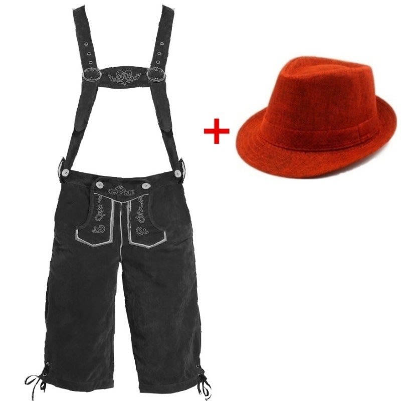 Men's Knee Length Lederhosen and Hat Set | Oswald_9