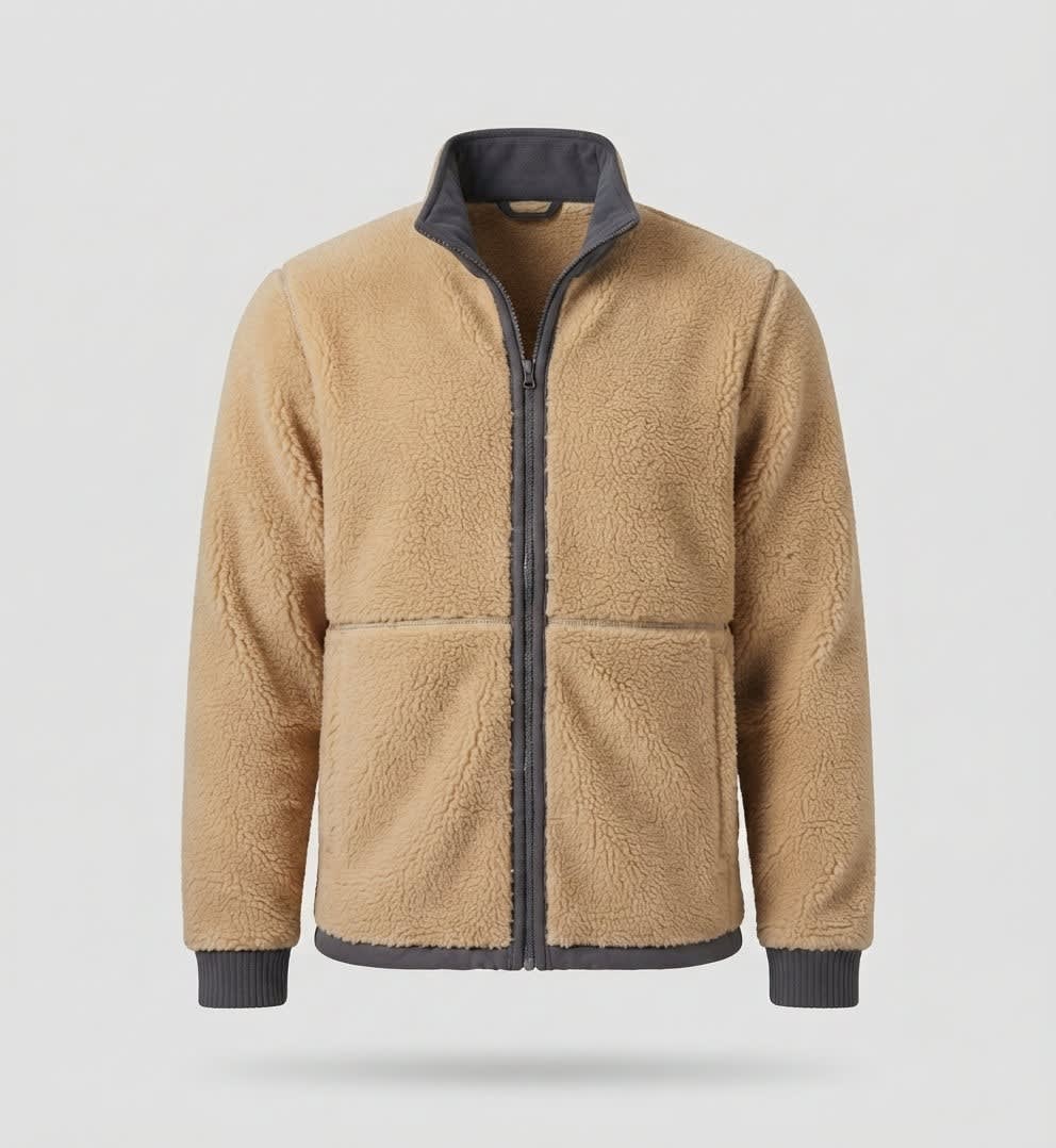 Men's Contrast Trim Sherpa Fleece Jacket | Joel_9