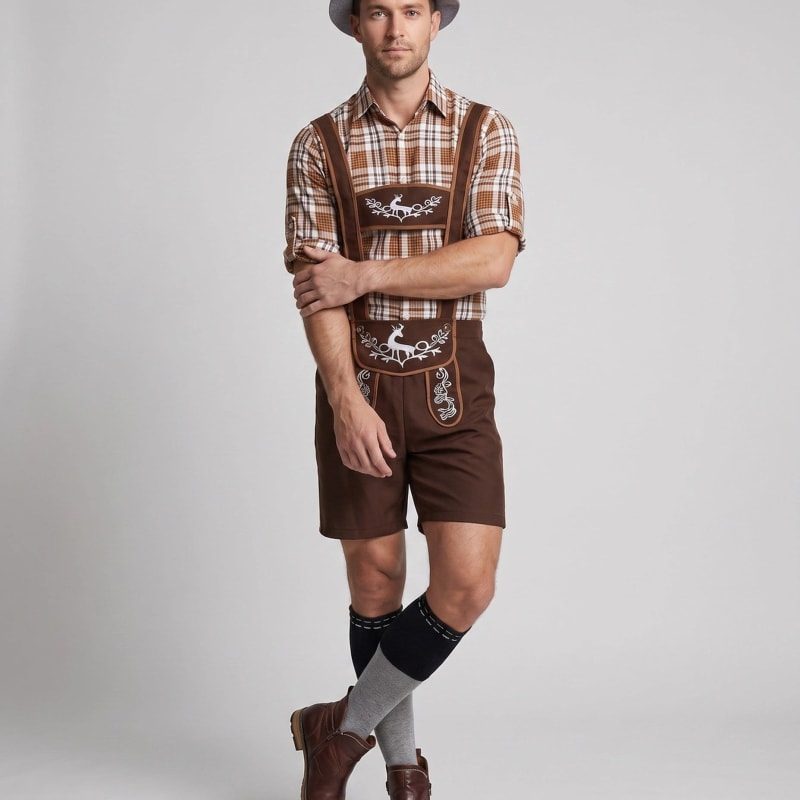 Men's Embroidered Bib Lederhosen | Tam_1