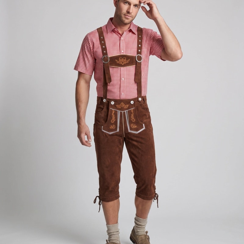 Men's Knee Length Embroidered Lederhosen | Morris_1