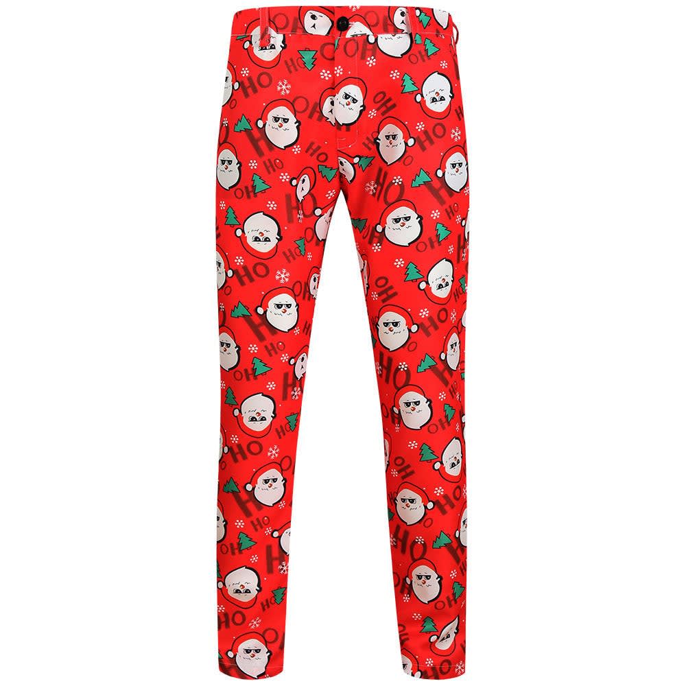 Men's Slim Fit Santa Print Christmas Chino Trousers | Rory_12
