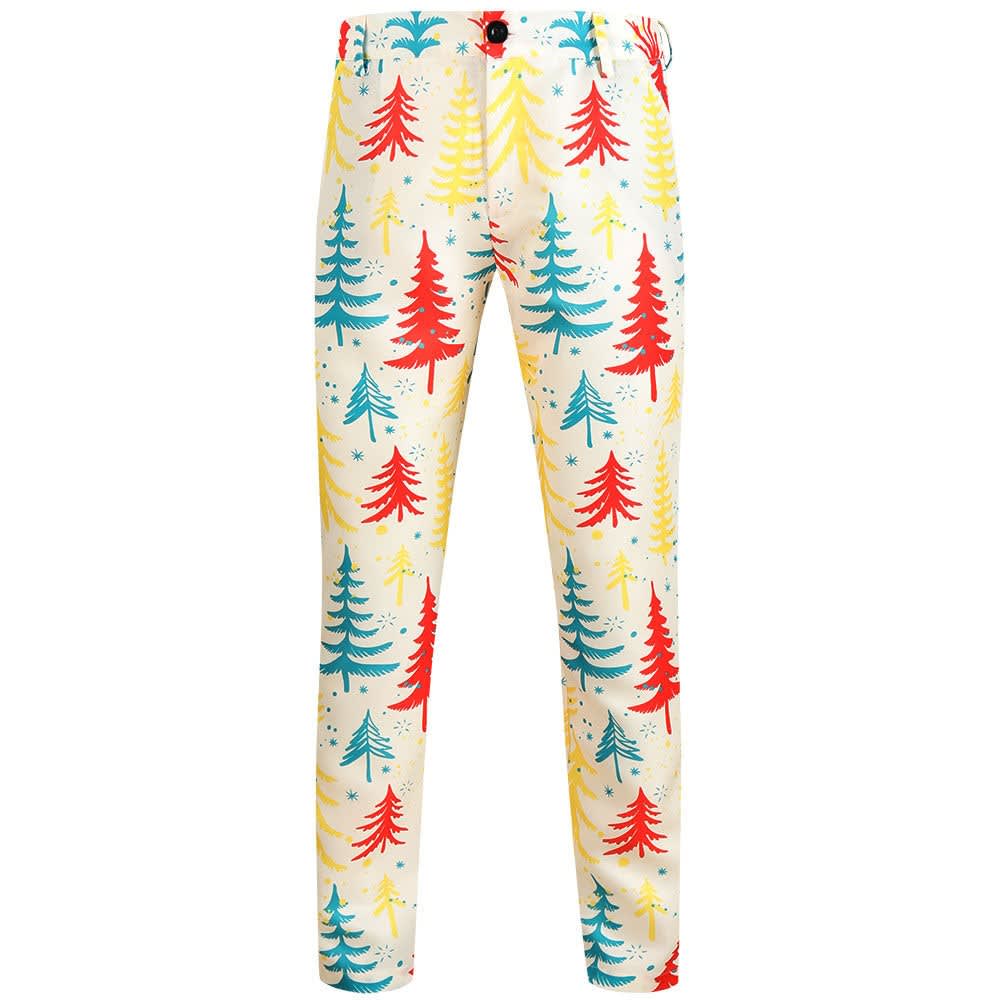 Men's Slim Fit Santa Print Christmas Chino Trousers | Rory_4