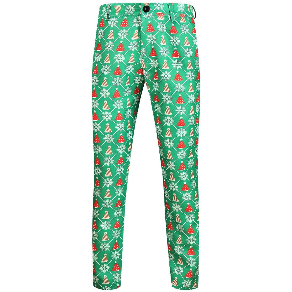 Men's Slim Fit Santa Print Christmas Chino Trousers | Rory_8