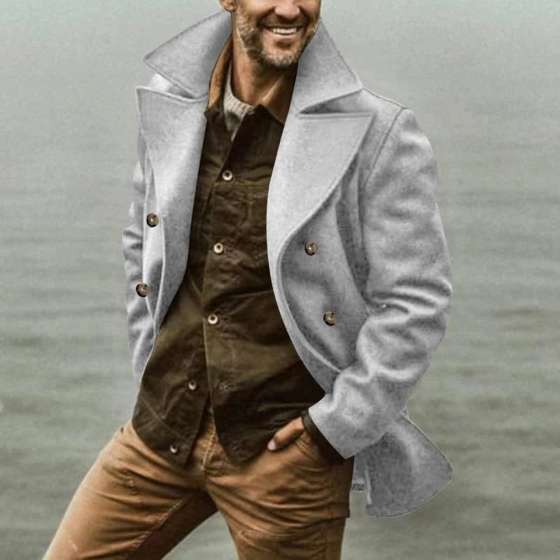 Men's Wide Lapel Double-Breasted Pea Coat | Stuart_2