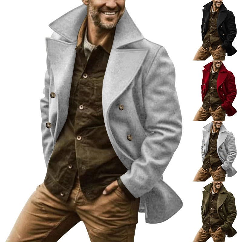 Men's Wide Lapel Double-Breasted Pea Coat | Stuart_5