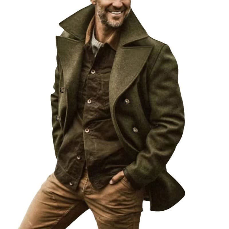 Men's Wide Lapel Double-Breasted Pea Coat | Stuart_9