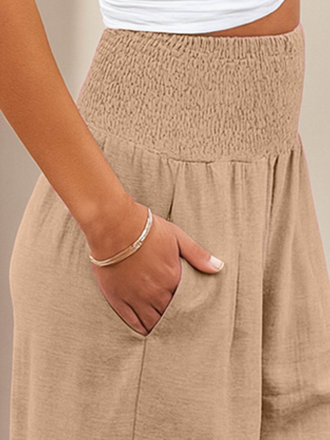 Women's Smocked Wide Leg Pants | Bianca