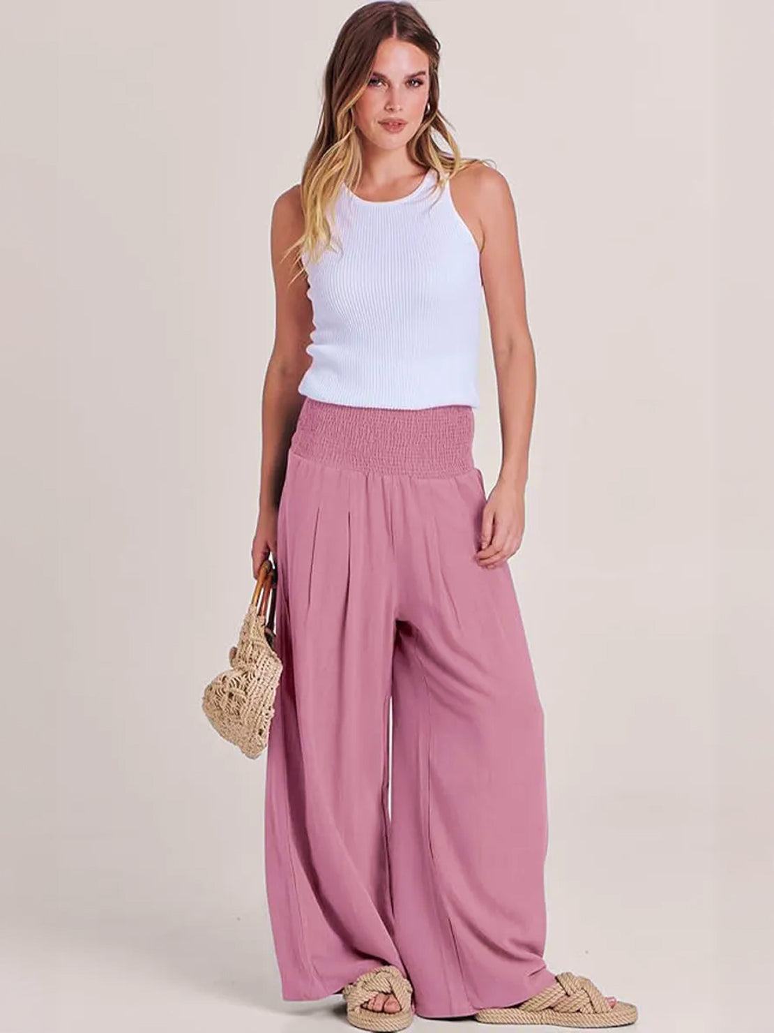 Women's Smocked Wide Leg Pants | Bianca