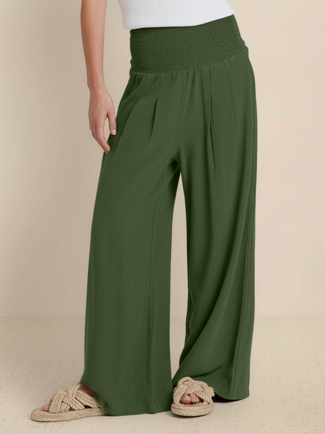 Women's Smocked Wide Leg Pants | Bianca