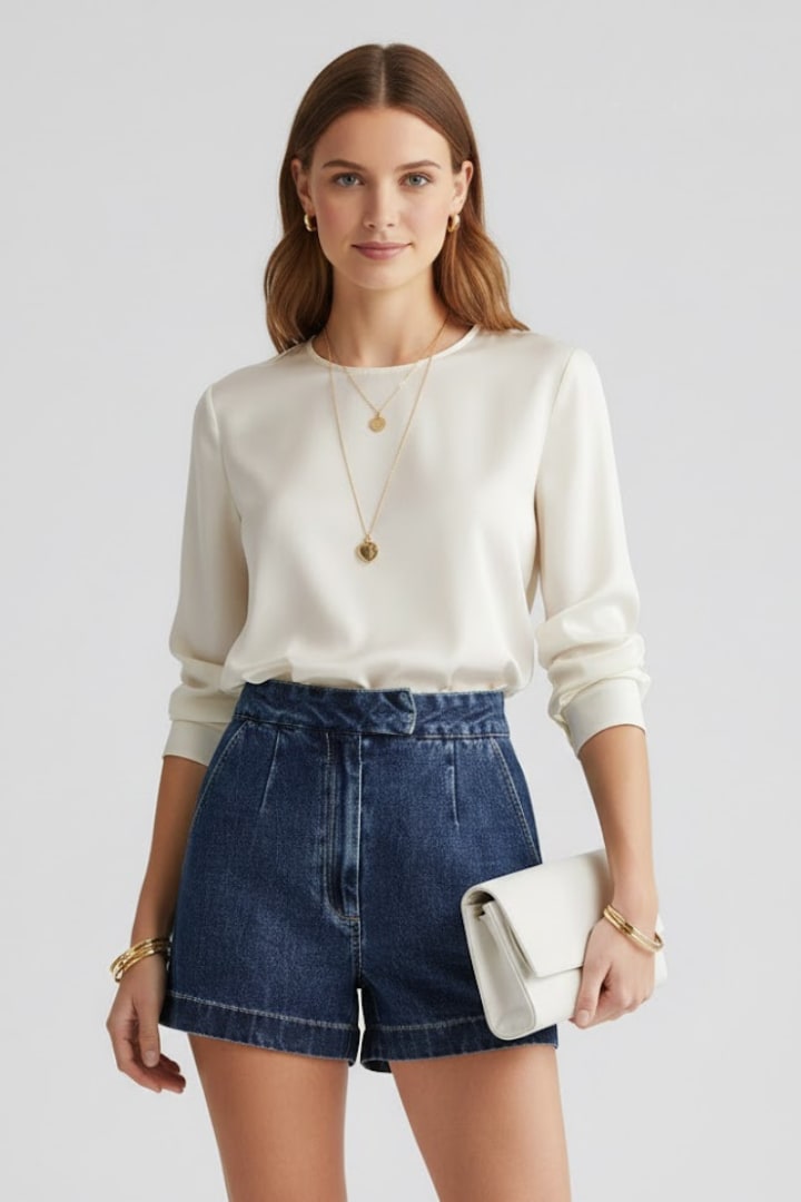 Women's High Waist Denim Shorts | Ilaria_2