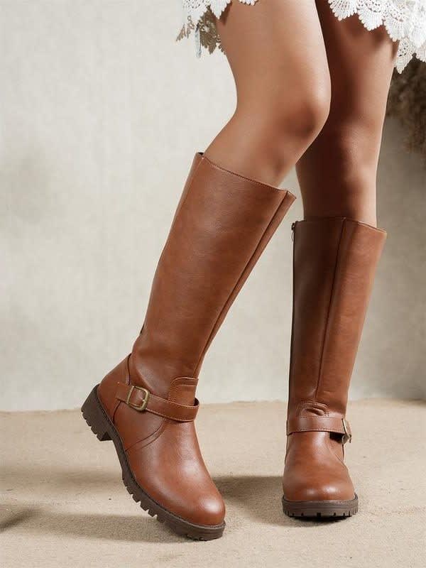 Women's Faux Leather Knee High Riding Boots | Dora_3