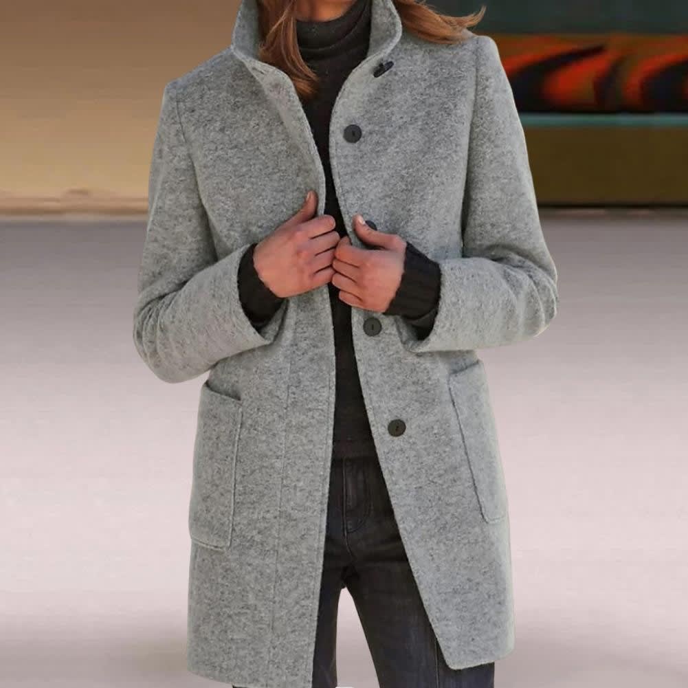 Women's Wool Blend Funnel Neck Coat | Wren_6
