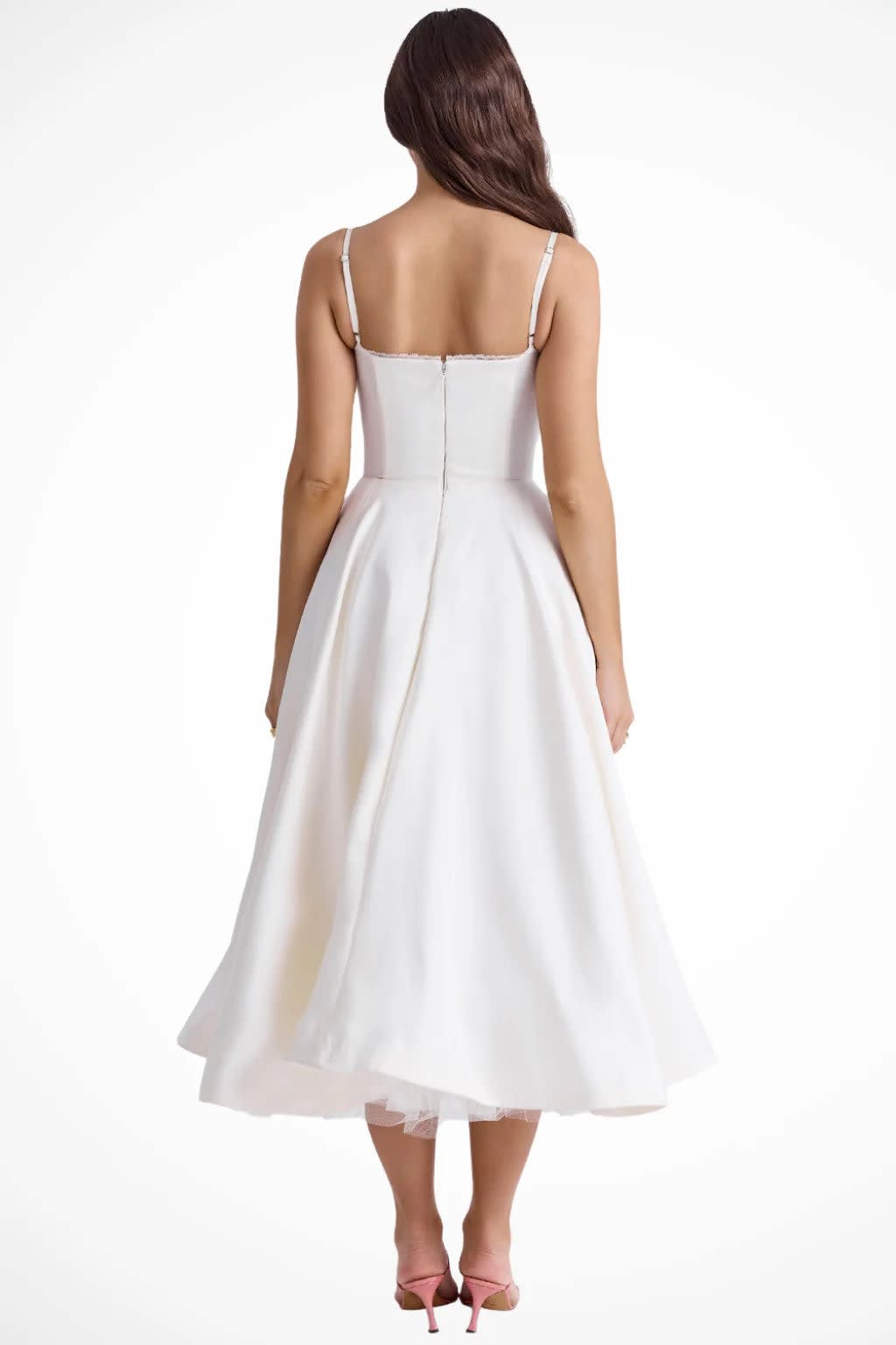 Women's Corset Wedding Guest Midi Dress with Cami Straps | Vanessa Powell_3