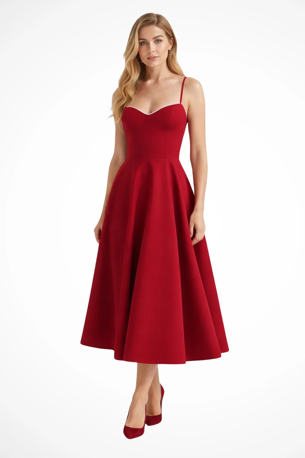 Women's Corset Wedding Guest Midi Dress with Cami Straps | Vanessa Powell_4