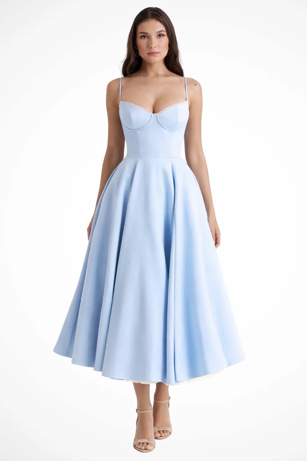 Women's Corset Wedding Guest Midi Dress with Cami Straps | Vanessa Powell_8