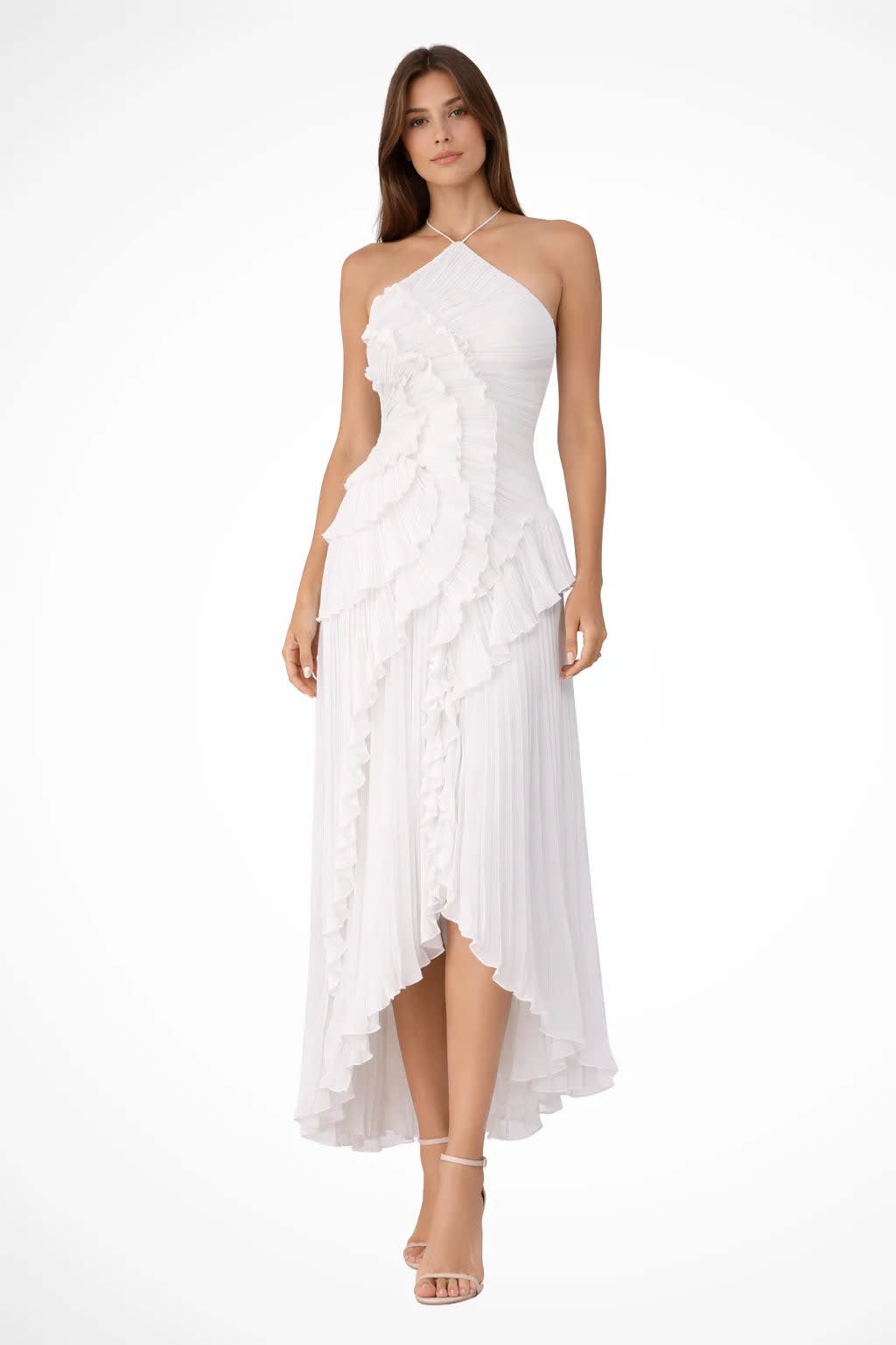 Women's Pleated Halter Neck Wedding Guest Maxi Dress | Stephanie Murphy_3