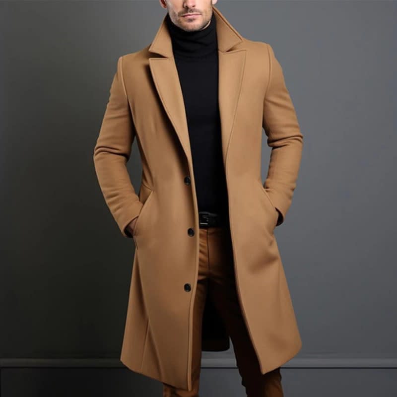 Men's Longline Single Breasted Overcoat | Rupert_1