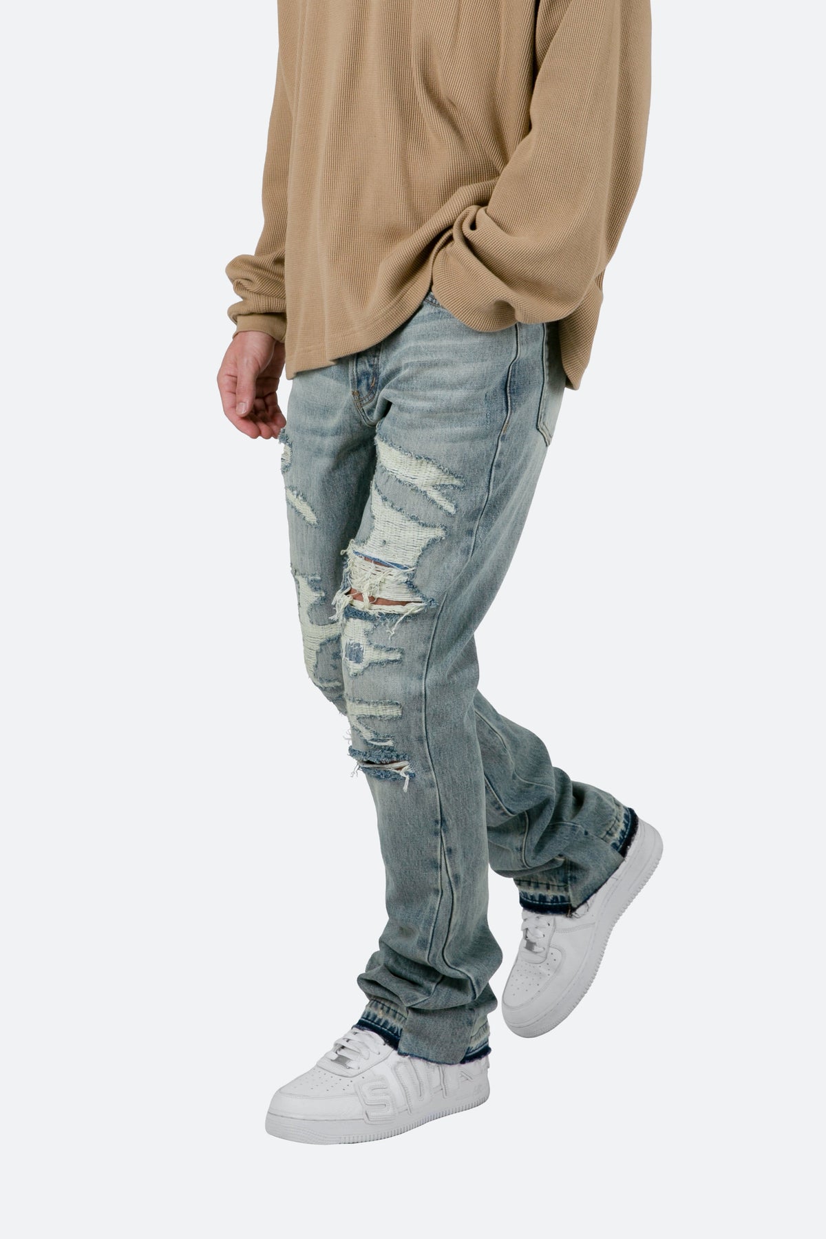 Men's Ripped Stacked Flared Jeans | Percy_4