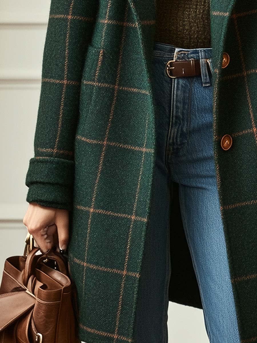 Women's Wool Blend Check Coat | Poppy_4