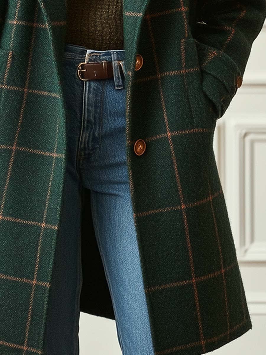 Women's Wool Blend Check Coat | Poppy_6