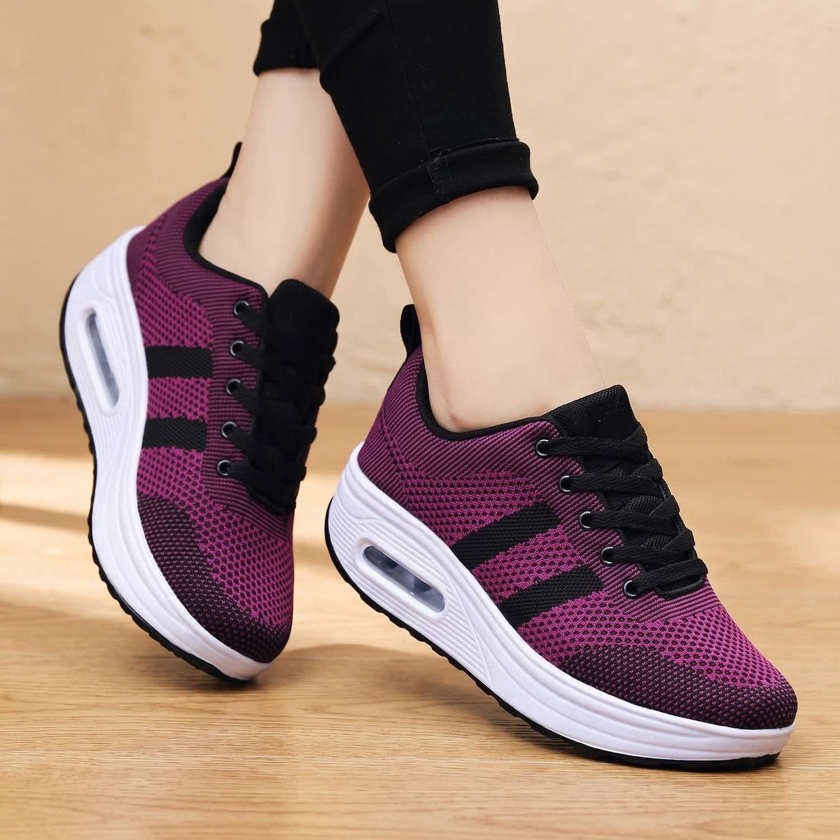 Women's Mesh Rocker Sole Orthopedic Trainers | Coral_2