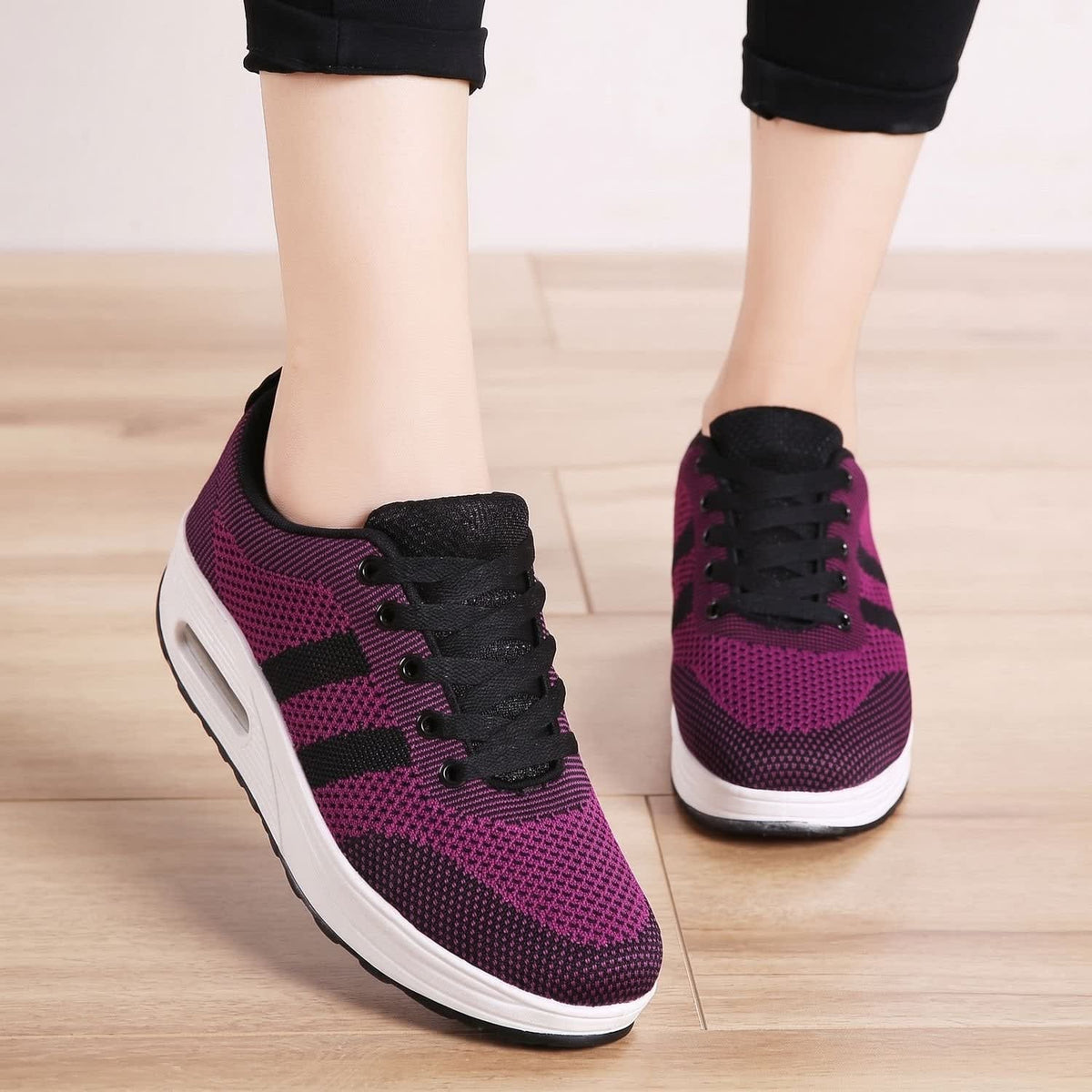 Women's Mesh Rocker Sole Orthopedic Trainers | Coral_3