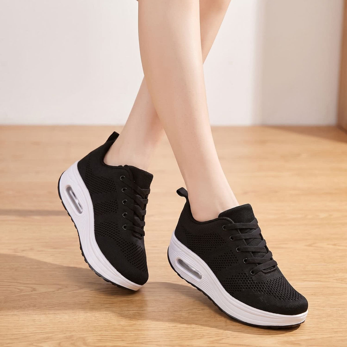 Women's Mesh Rocker Sole Orthopedic Trainers | Coral_4
