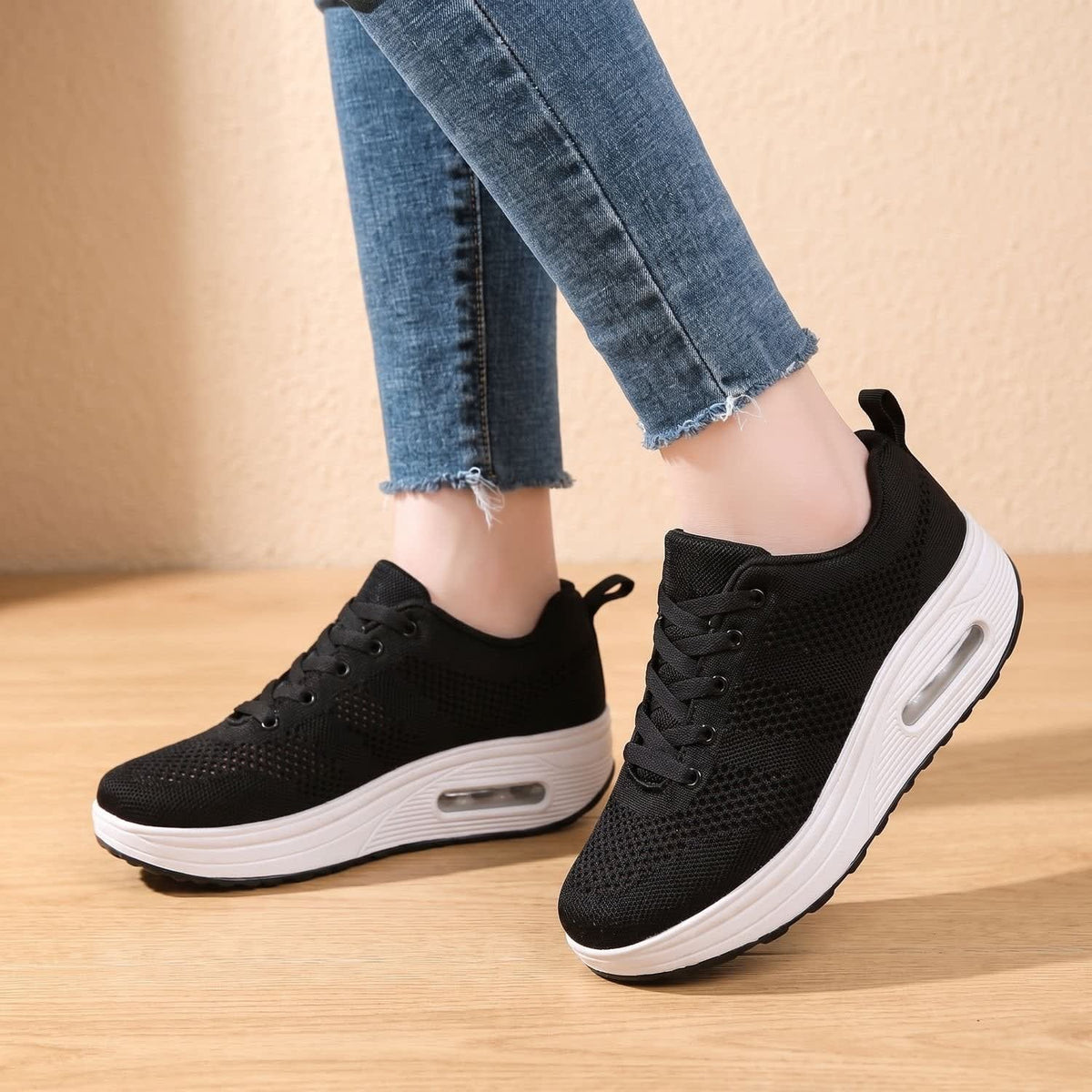 Women's Mesh Rocker Sole Orthopedic Trainers | Coral_5