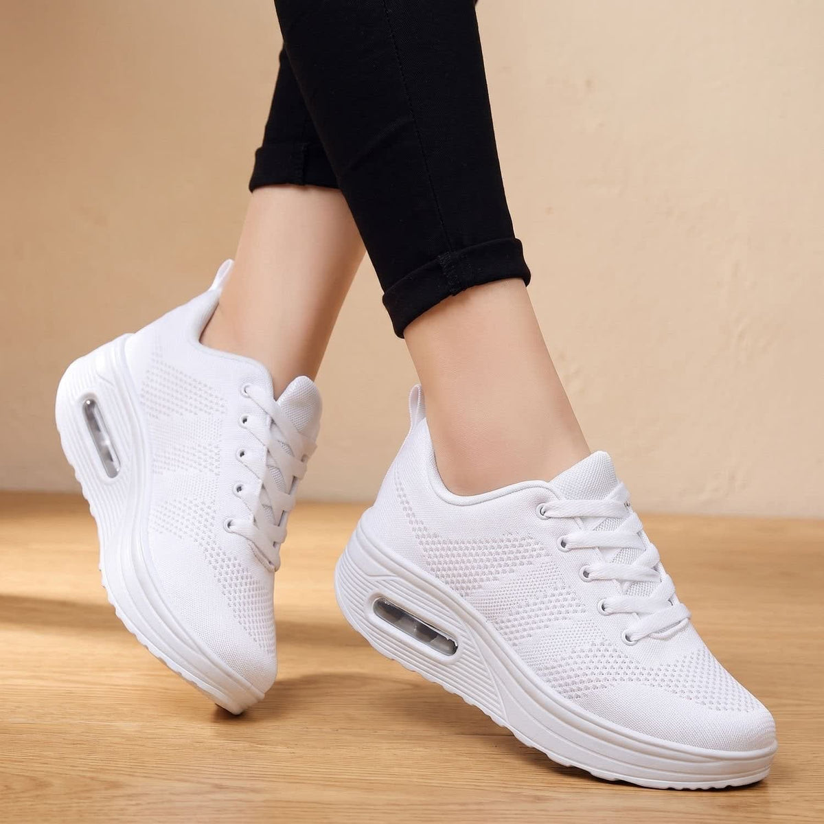Women's Mesh Rocker Sole Orthopedic Trainers | Coral_8