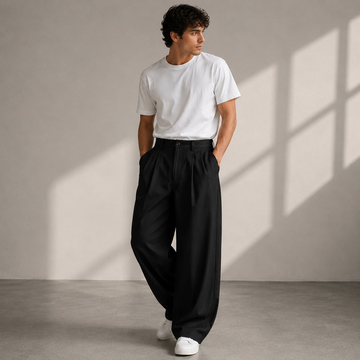 Men's Pleated Wide Leg Trousers | Wallace_2