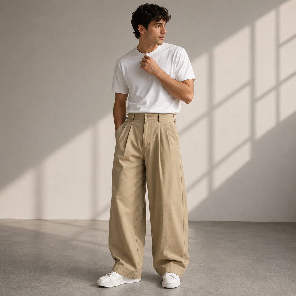 Men's Pleated Wide Leg Trousers | Wallace_3