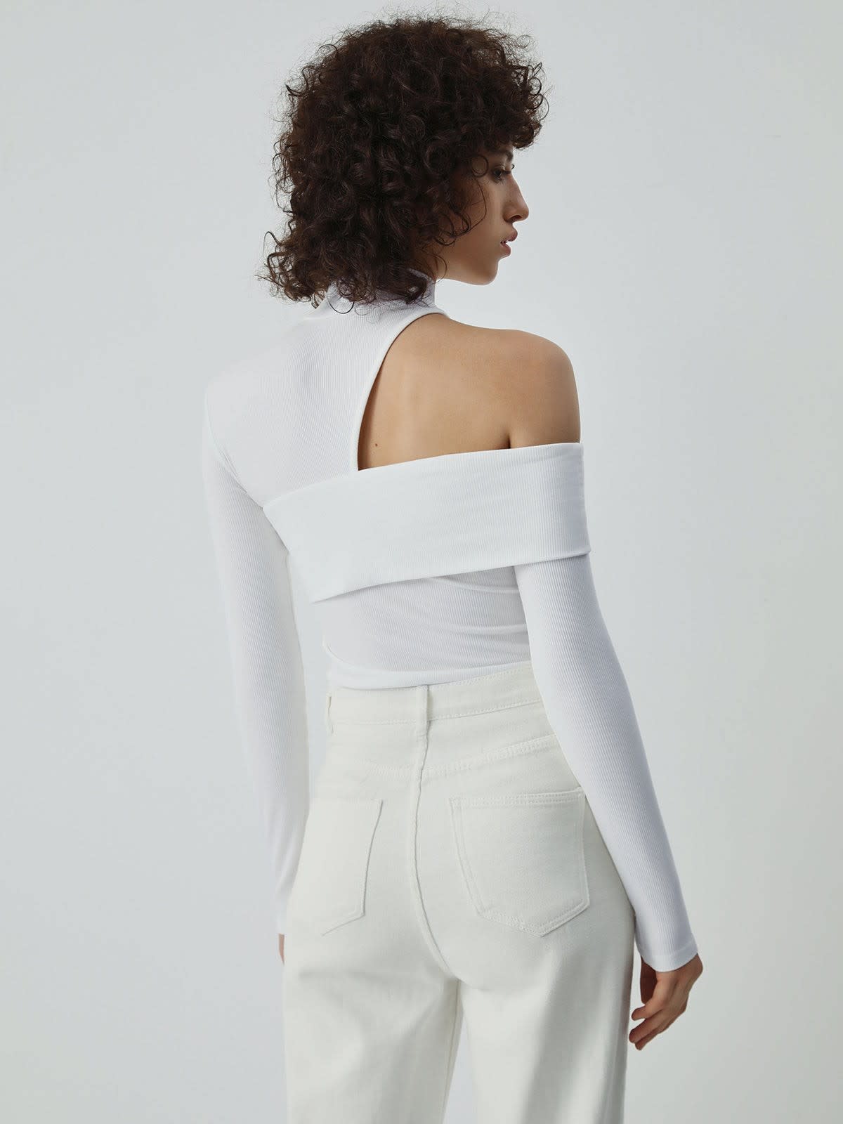 Women's Ribbed High Neck Knit Top | Ysella_4