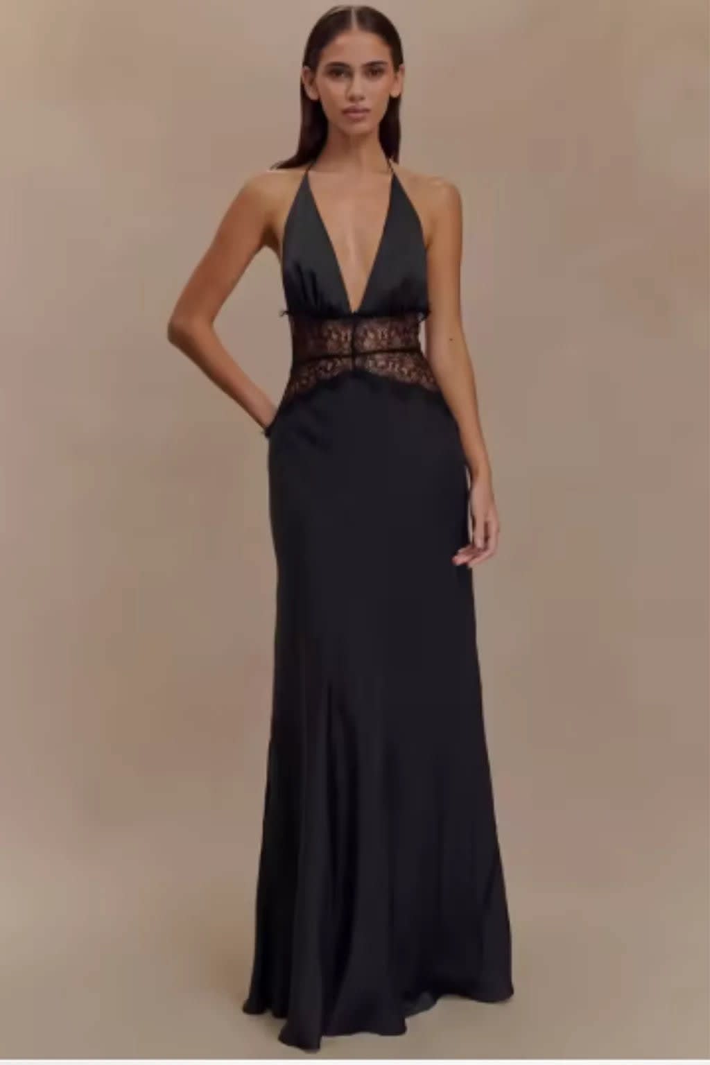 Women's Halter Neck Wedding Guest Maxi Dress with Plunge Neckline | Paige Turner_2