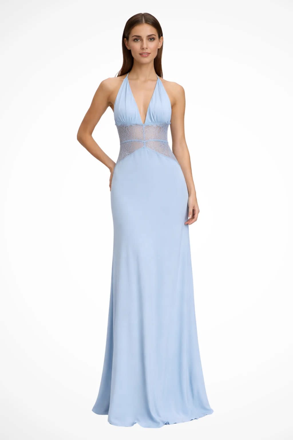 Women's Halter Neck Wedding Guest Maxi Dress with Plunge Neckline | Paige Turner_3
