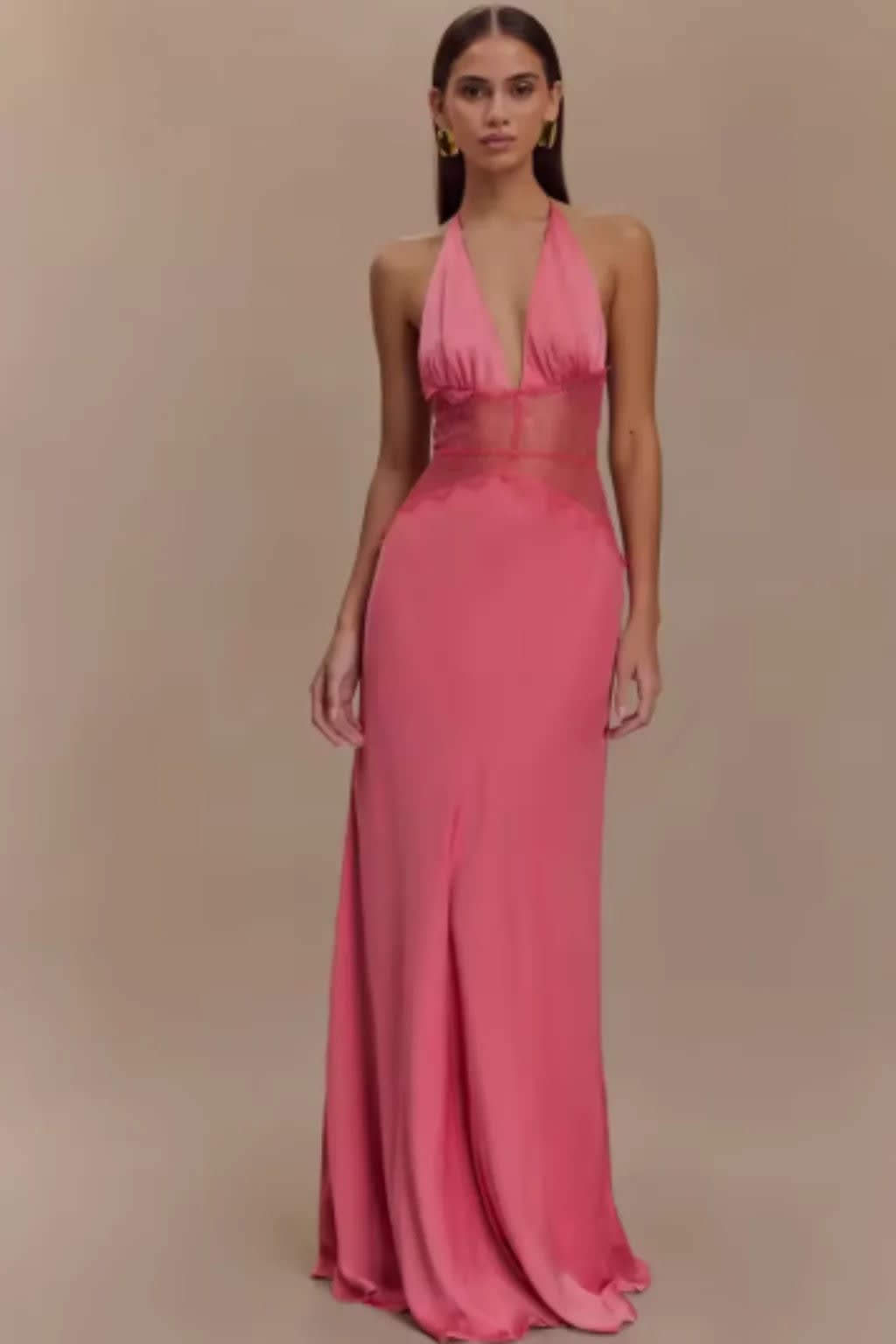 Women's Halter Neck Wedding Guest Maxi Dress with Plunge Neckline | Paige Turner_6