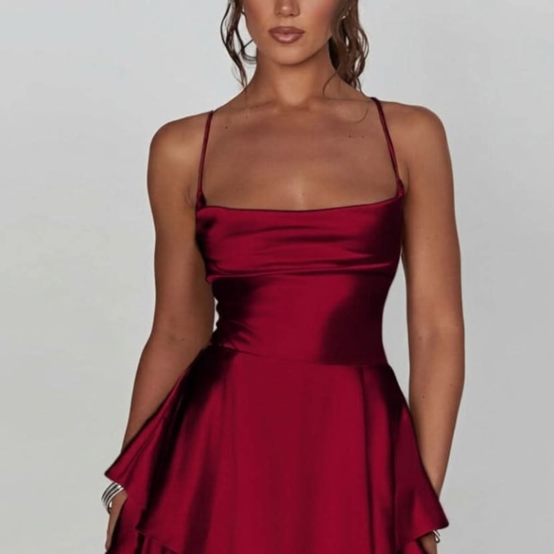 Women's Satin Ruffle Homecoming Dress | Lisbeth_1