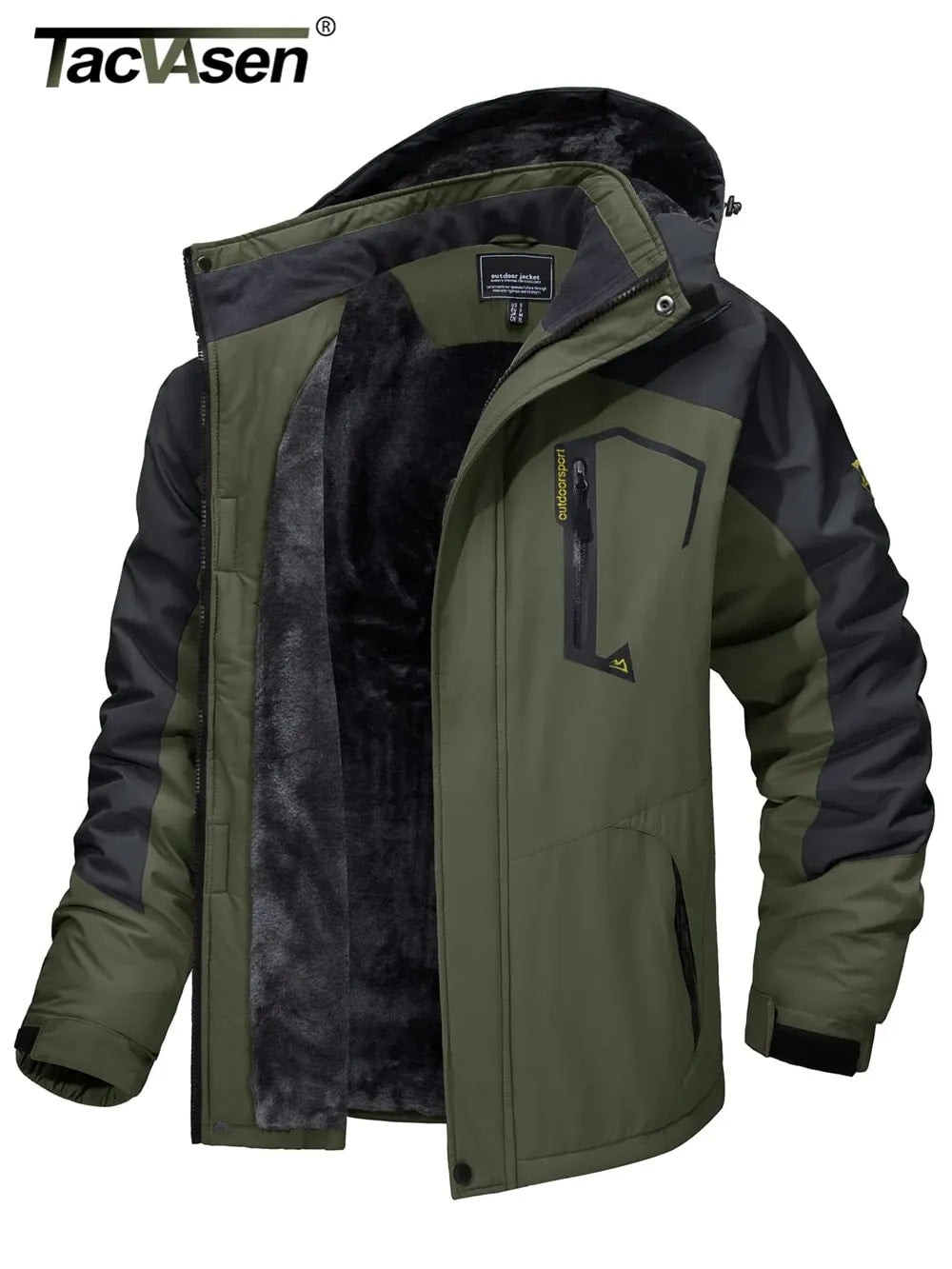 Men's Fleece Lined Ski Outfit Jacket with Removable Hood | Calvin_11