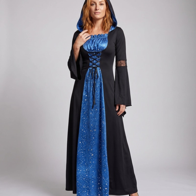 Women's Hooded Witch Costume Maxi Dress | Isadora_1
