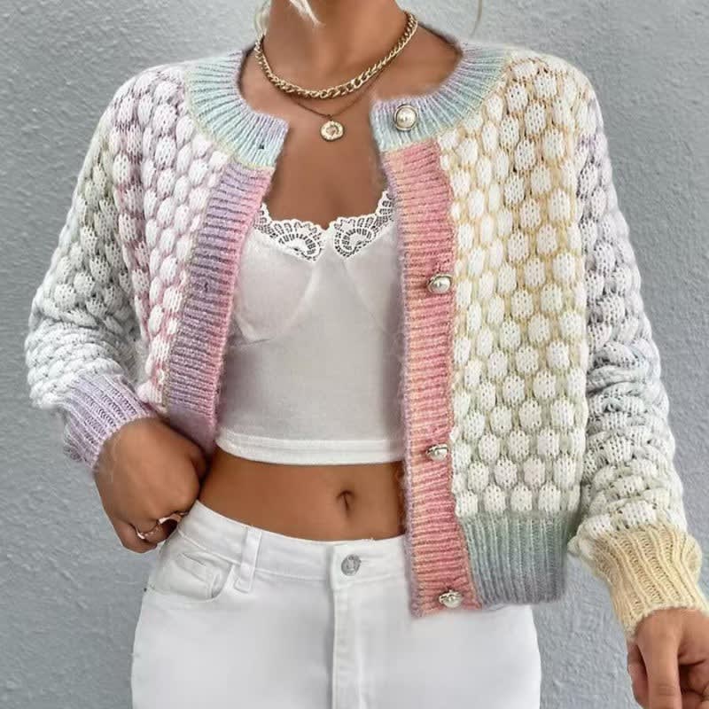 Women's Cropped Color Block Cardigan | Evie_2