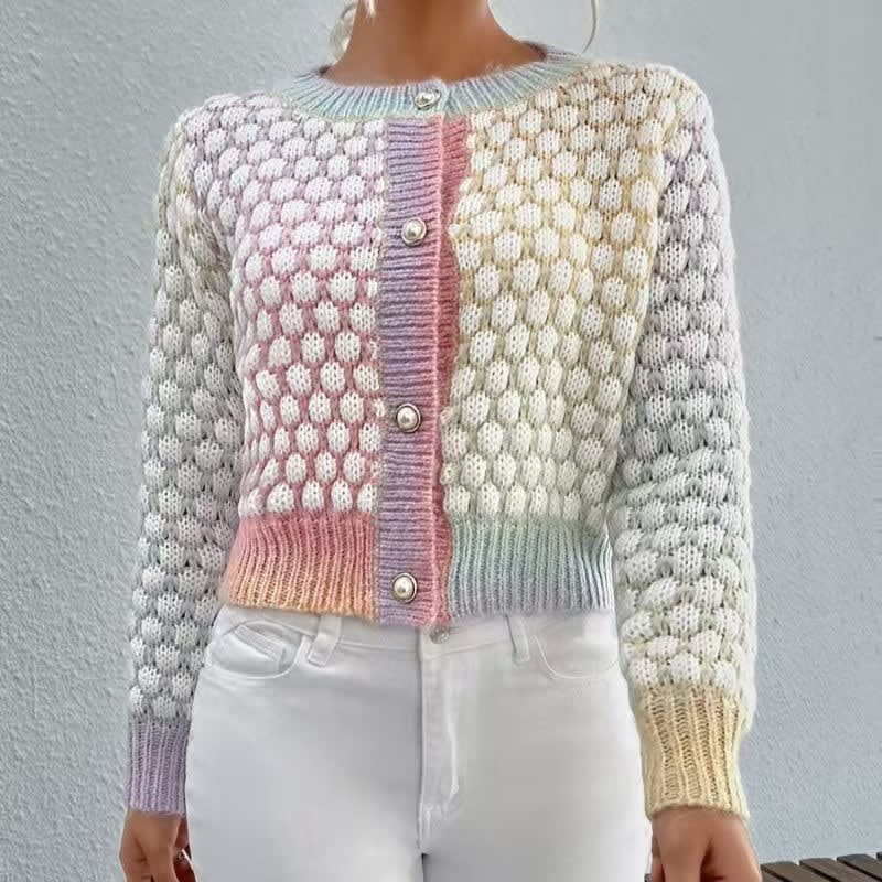Women's Cropped Color Block Cardigan | Evie_3