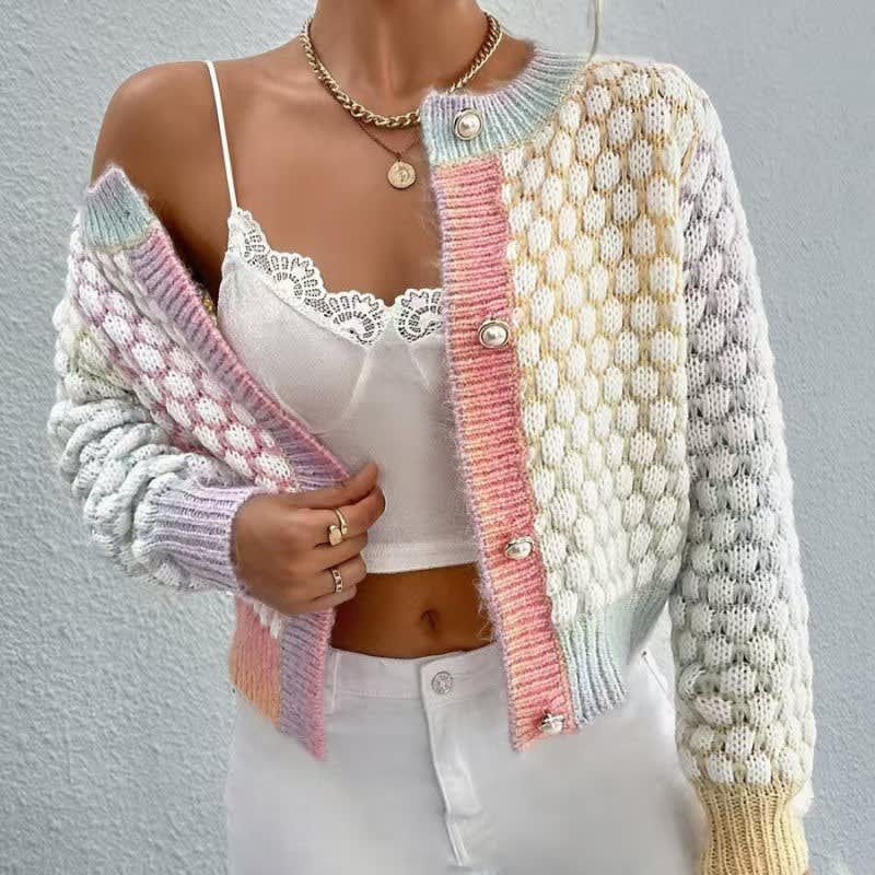 Women's Cropped Color Block Cardigan | Evie_5
