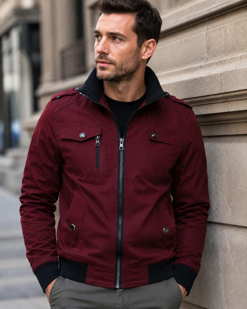 Men's Cotton Stand Collar Utility Jacket | Isaac_5