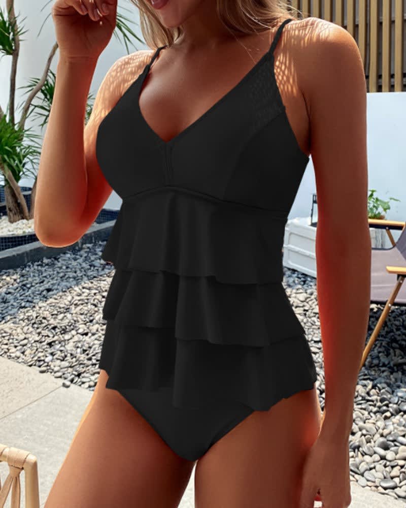 Women's V-Neck Ruffle Swimsuit | Melisande_3