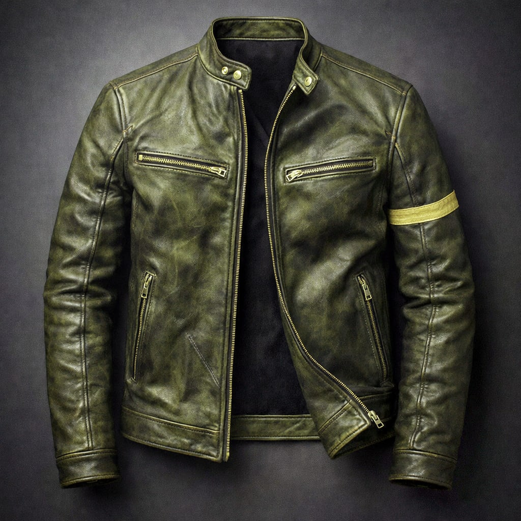 Men's Distressed Leather Biker Jacket | Dorian_2
